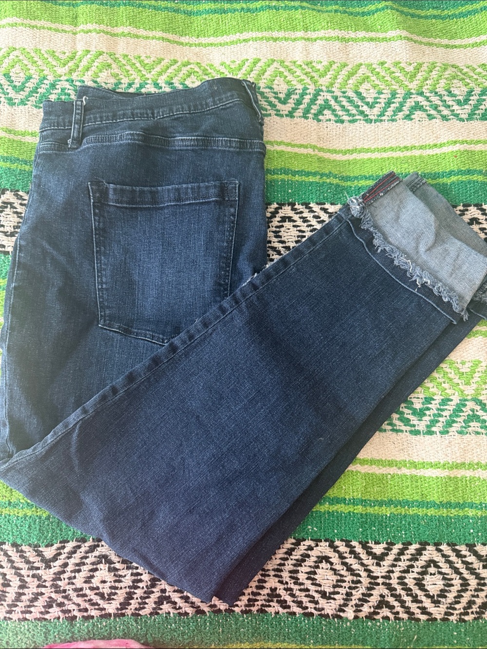 Karl Lagerfeld Dark Blue Ankle Raw-Hem Straight Jeans